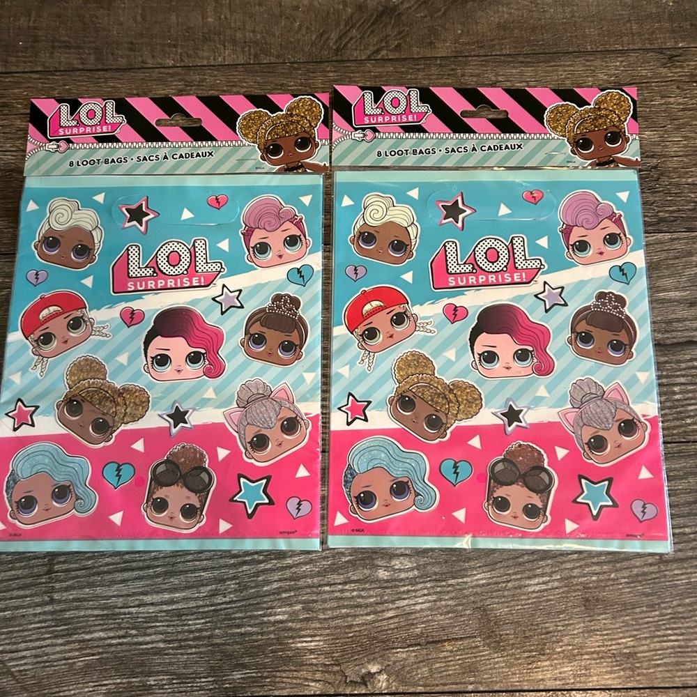 L.O.L. Surprise! Kids Loot party favour Gift Bags - Blue and Pink - 2 packs of 8